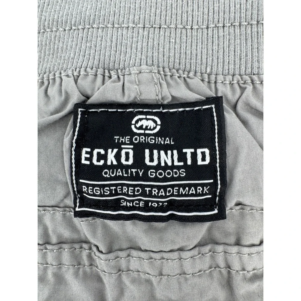 Ecko Unltd Cargo Shorts Mens 2XB Grey Elastic Waist Cotton‎ Classic Fit Utility